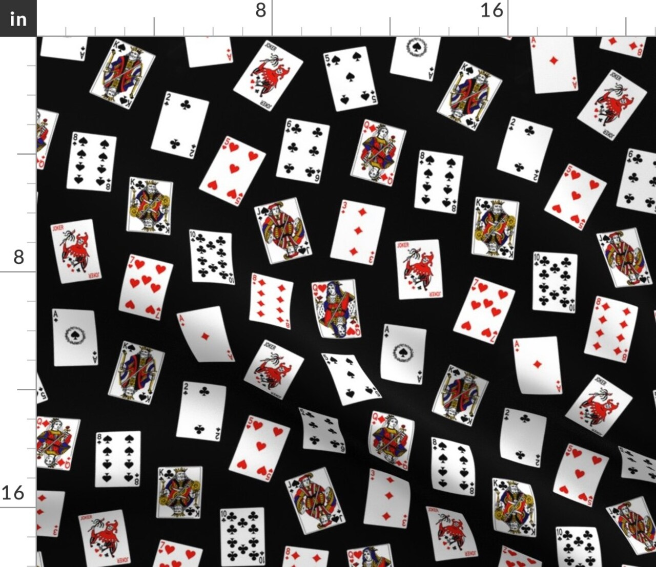 Scattered Playing Cards Black Deck Gambling Casino Masculine Game Room Custom Printed Fabric by Spoonflower Various Fabrics by the Yard or Fat Quarter